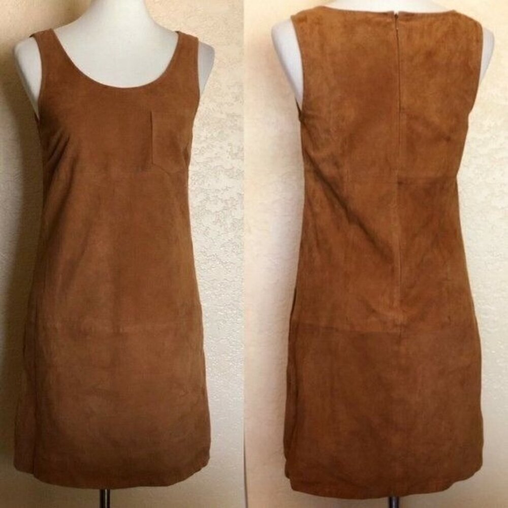 ATM Anthony Thomas Melillo Suede V-Neck Sleeveless Brown Mini Dress Size 2 - Picture 14 of 16